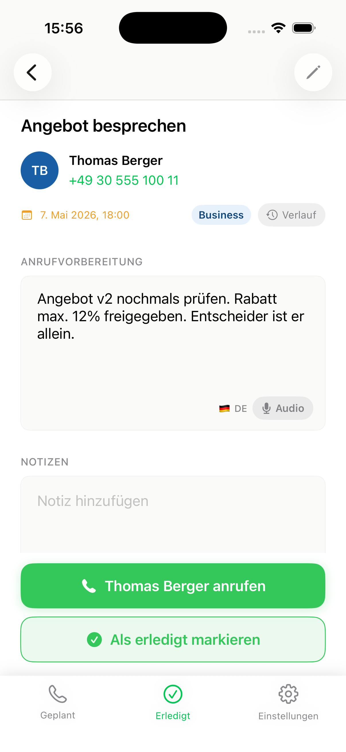 Call-Vorbereitung